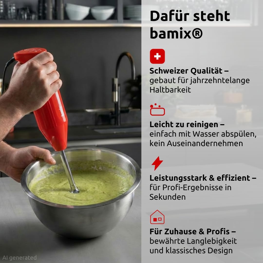 bamix Stabmixer Set M160 ONE inkl. Multifunktionsmesser aus Edelstahl, 160 Watt, 2-Stufen, Made in S