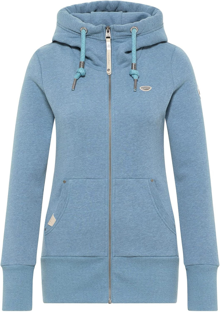 Ragwear NESKA Zip Damen Frauen Kapuzenjacke,Zip Hoodie,Kapuzenpullover,Sweatjacke L Aqua, L Aqua