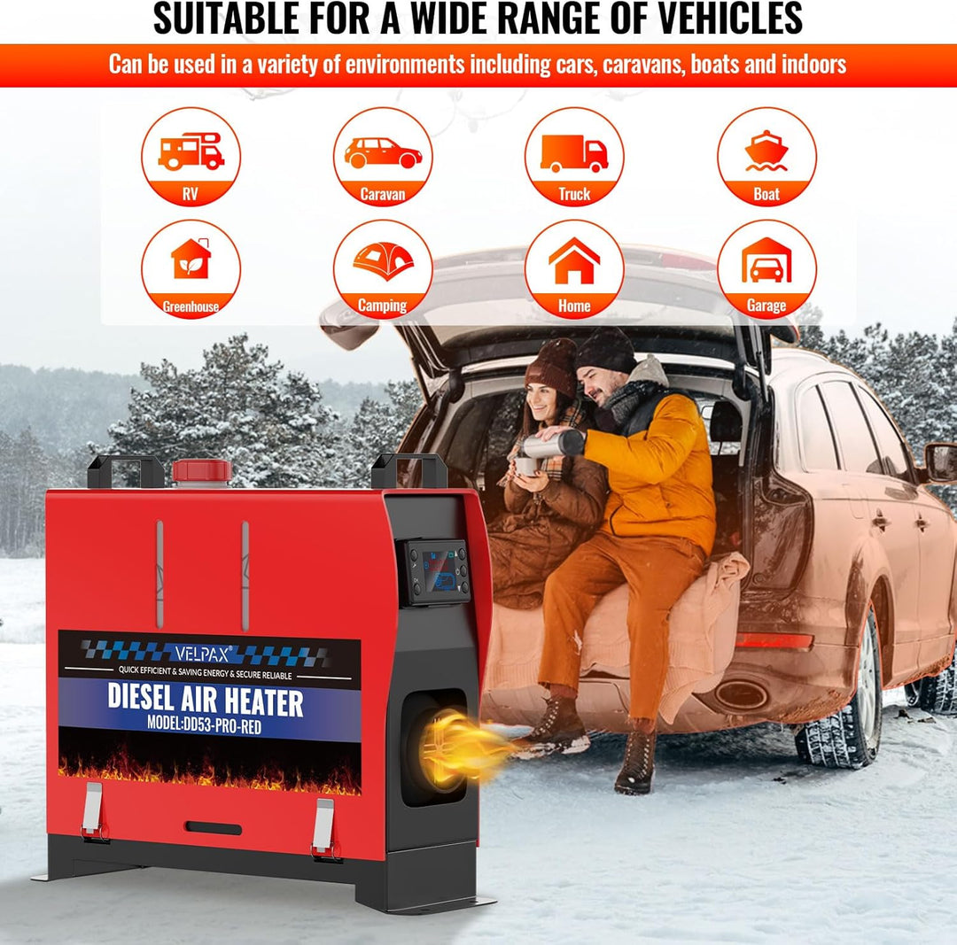 VELPAX Air Diesel Heater Auxiliary Heater, 8 kW 12 V Diesel Air Heater, All in One, LCD Switch Displ
