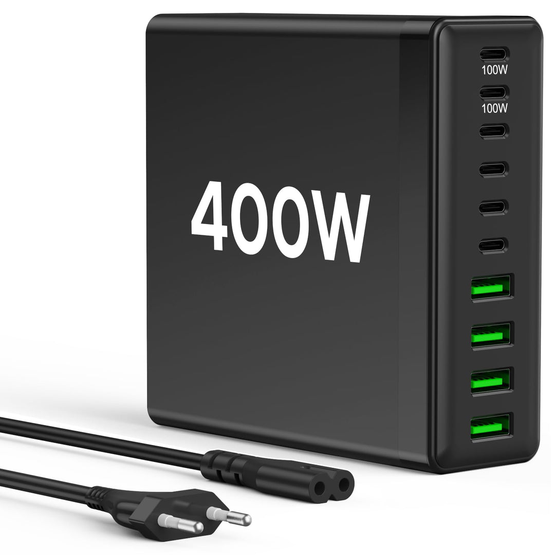 USB C Ladegerät Mehrfach: 400W 10-Port Schnellladegerät mit USB-C und USB-A, USB c Netzteil für iPho