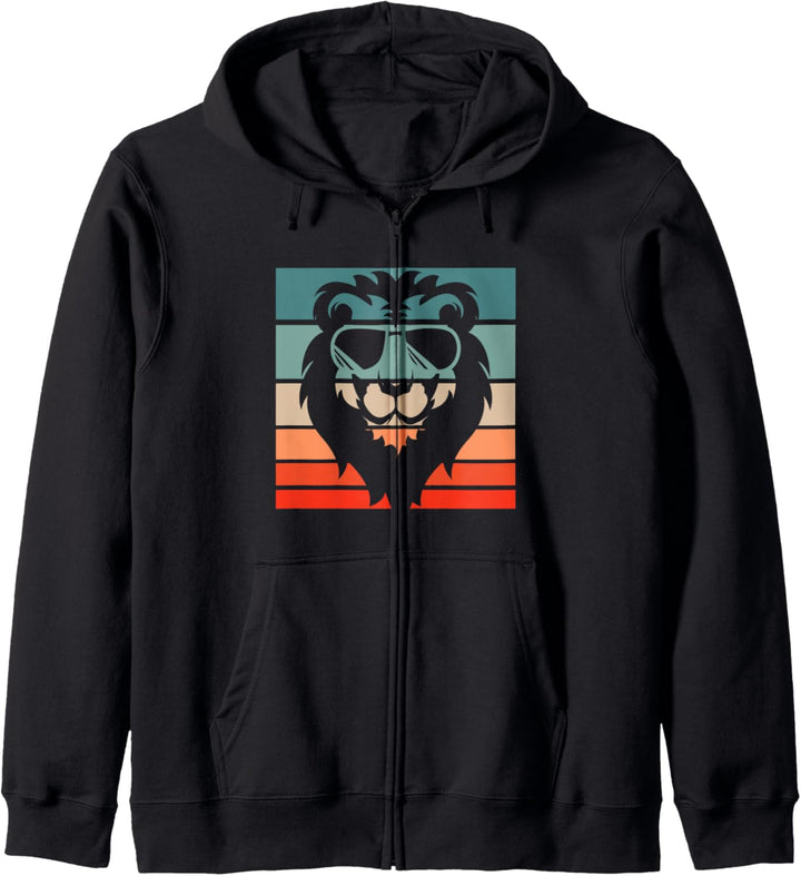 Löwe Retro Style Vintage Kapuzenjacke