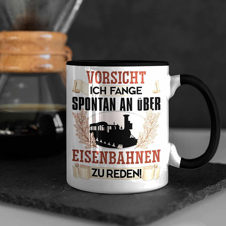Trendation - Eisenbahner Tasse Geschenk für Modelleisenbahn-Fans Geschenkidee Ich Fange Spotan An Üb