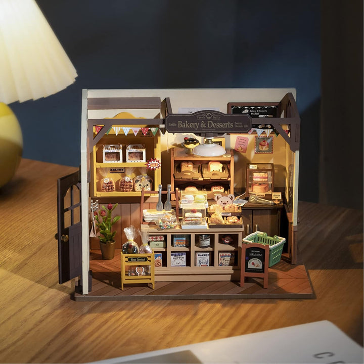 Rolife Puppenhäuser Miniatur Haus Kit mit Möbeln und LED-Licht Puppenhaus Holz Modellbausätze für Er