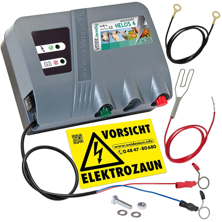 VOSS.farming 12V 230V Solar Weidezaungerät HELOS 4, Batteriegerät, Netzgerät, Perfekte Hütesicherhei