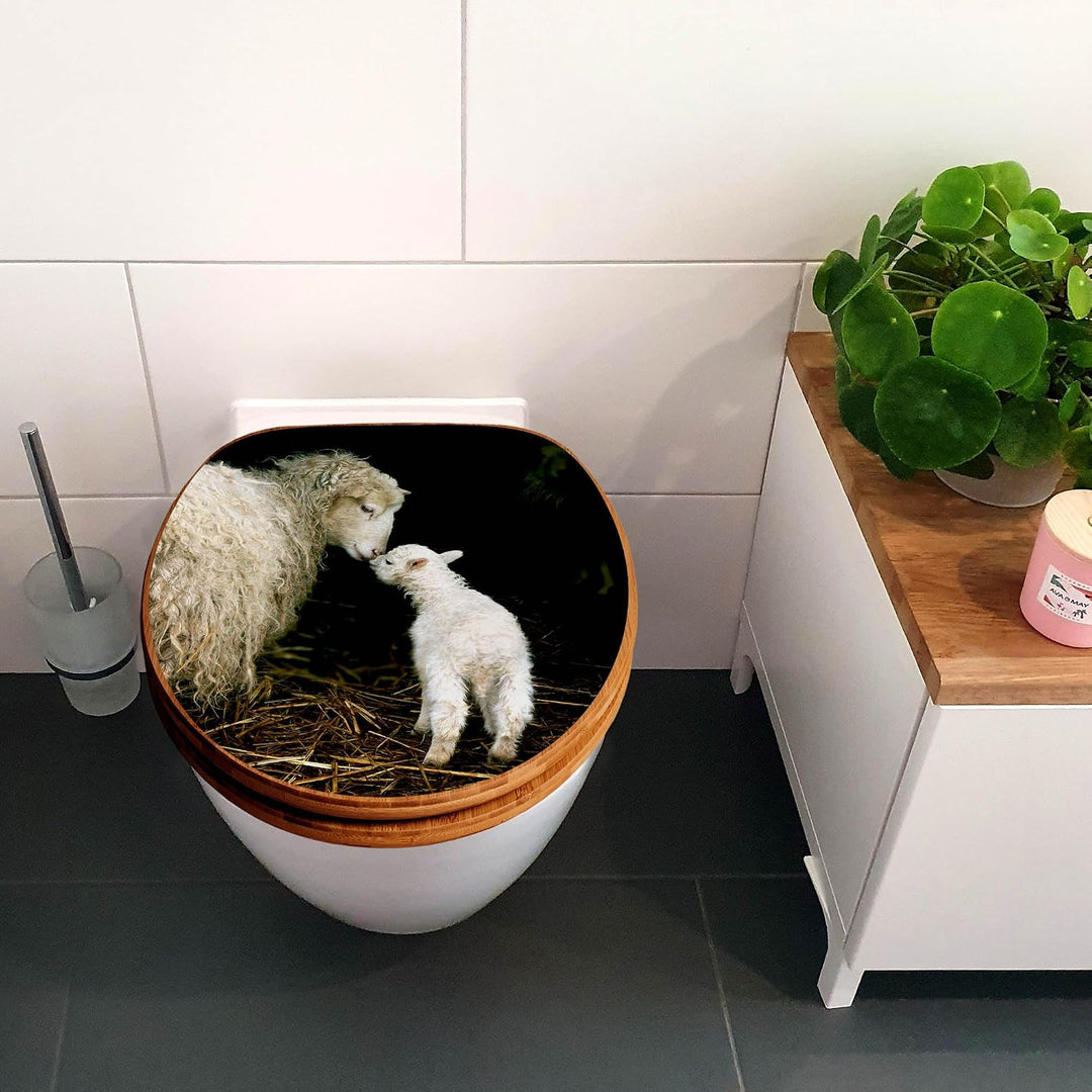 banjado Design WC Sitz Bambus Absenkautomatik 45,8x37,5cm - Toilettendeckel mit Absenkautomatik Holz