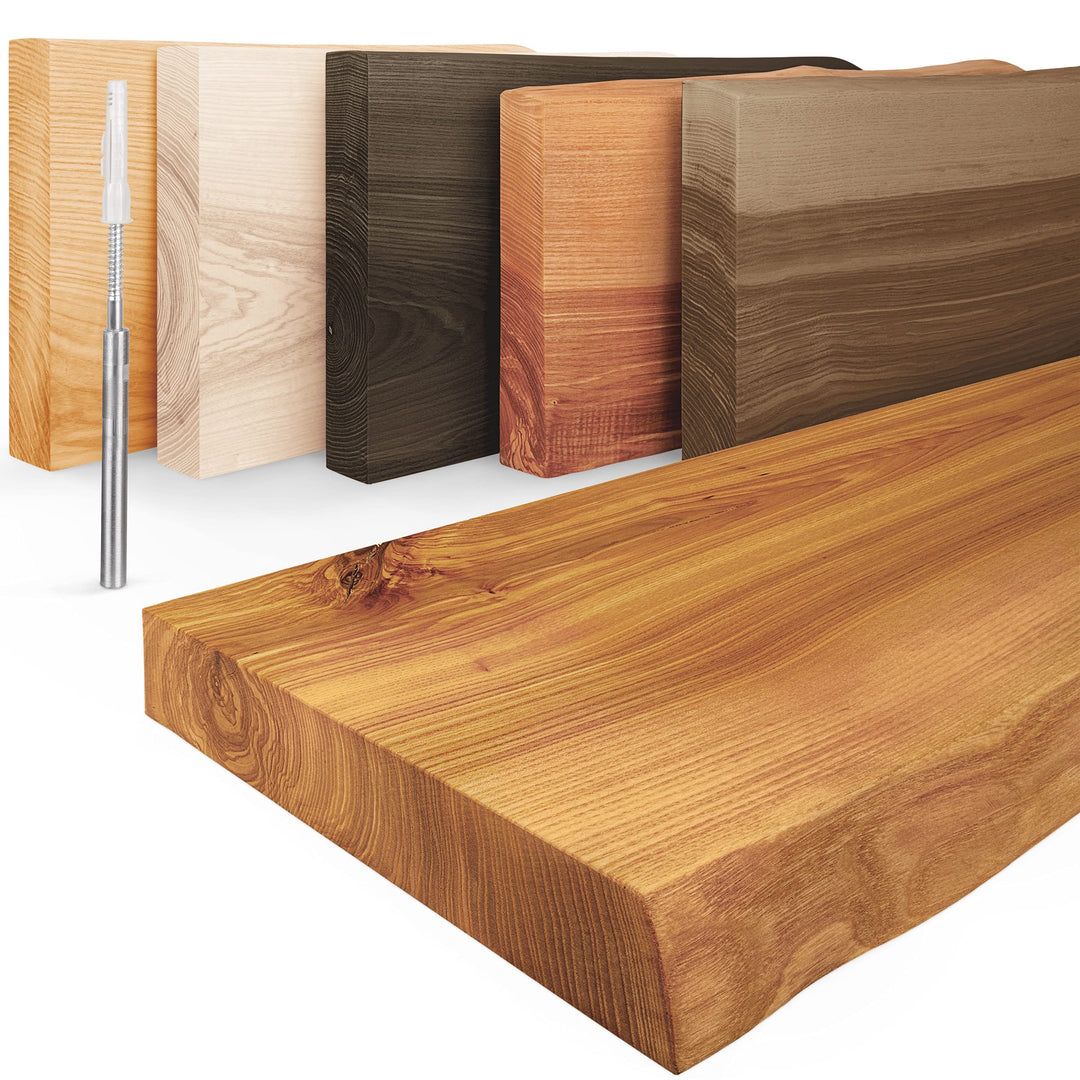 LAMO Manufaktur Schweberegal Holz mit unsichtbarer Befestigung | Wand Regal 40 cm breit für Badezimm