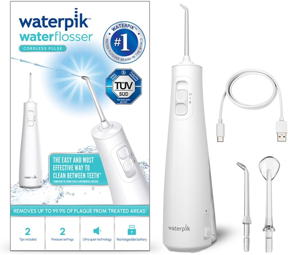 Waterpik Pulse Munddusche kabellos, Professionelle 99,9% Plaque Entfernung, 2x Intensitätsmodi, Zahn