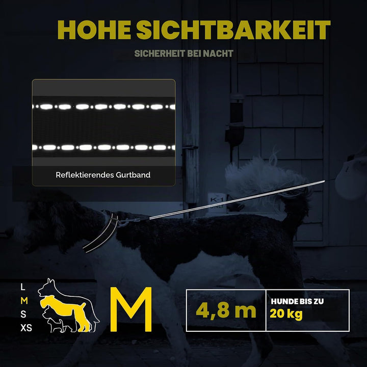 Fida Ausziehbare Hundeleine, 4,9 m, für kleine und mittelgrosse Hunde bis zu 20 kg, 360° verhedderun