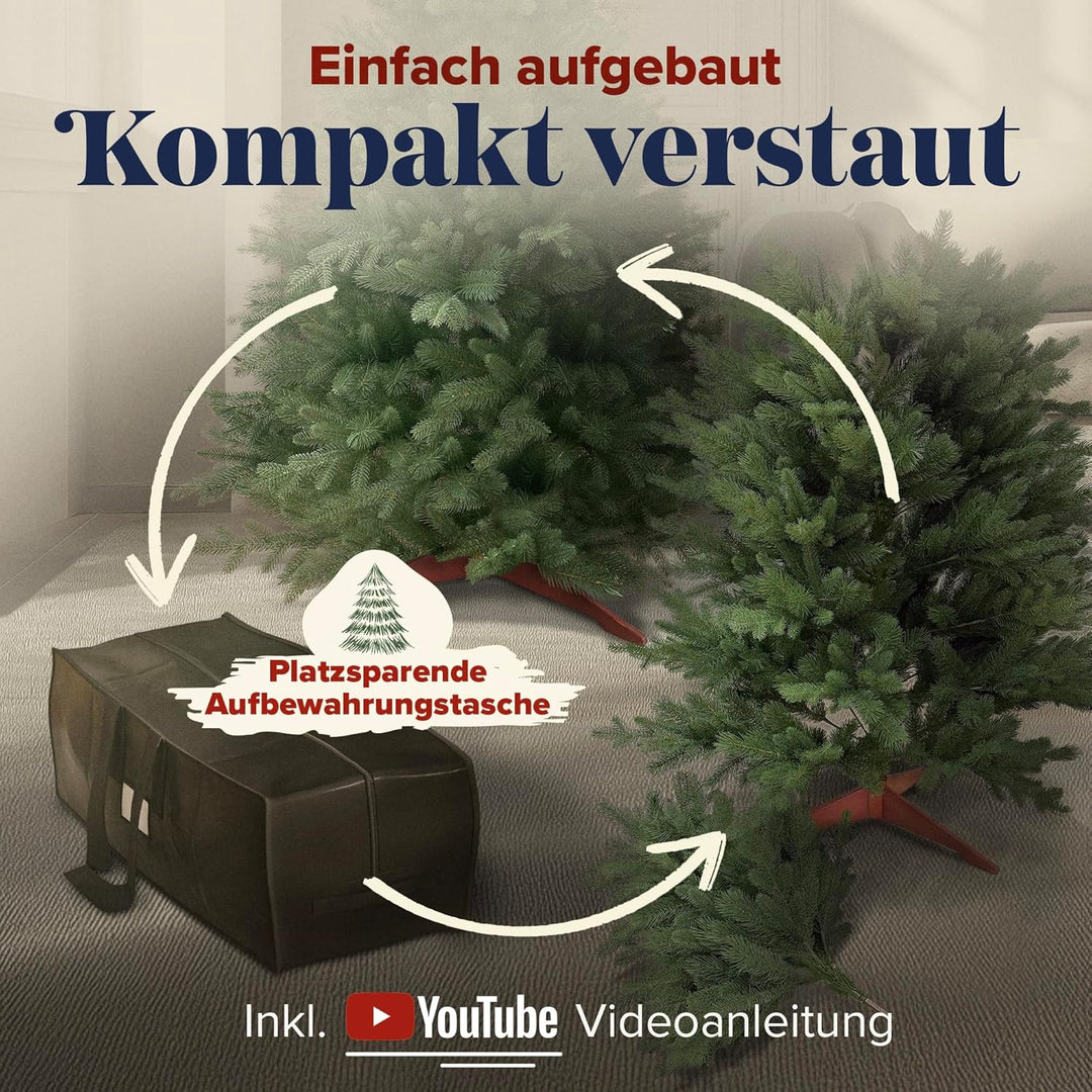 Weihnachtsbaum künstlich 90cm aus 100% Spritzguss - TESTSIEGER - Naturgetreu, dichte Zweige, Künstli