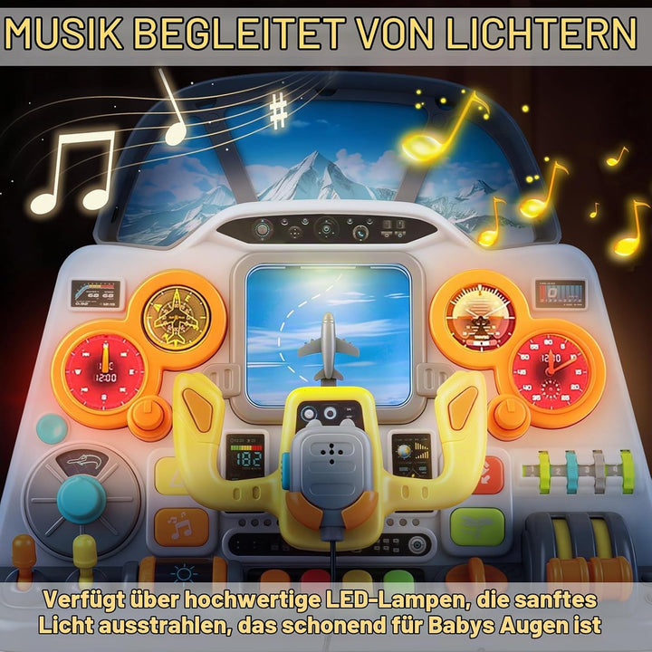 elzle Flugzeug Cockpit Armaturenbrett, Flugzeug Simulator Spielzeug Mit Licht Und Sound Für Kinder A
