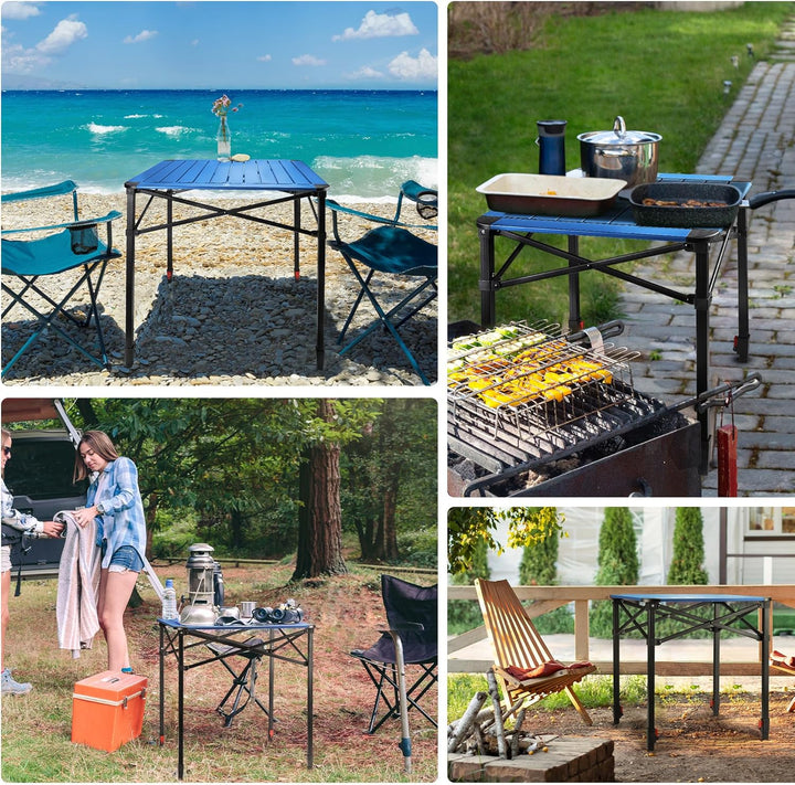 VILLEY Aluminium Klapptisch mit Tragetasche, Klappbarer Campingtisch aus Alu, Faltbarer Balkontisch,
