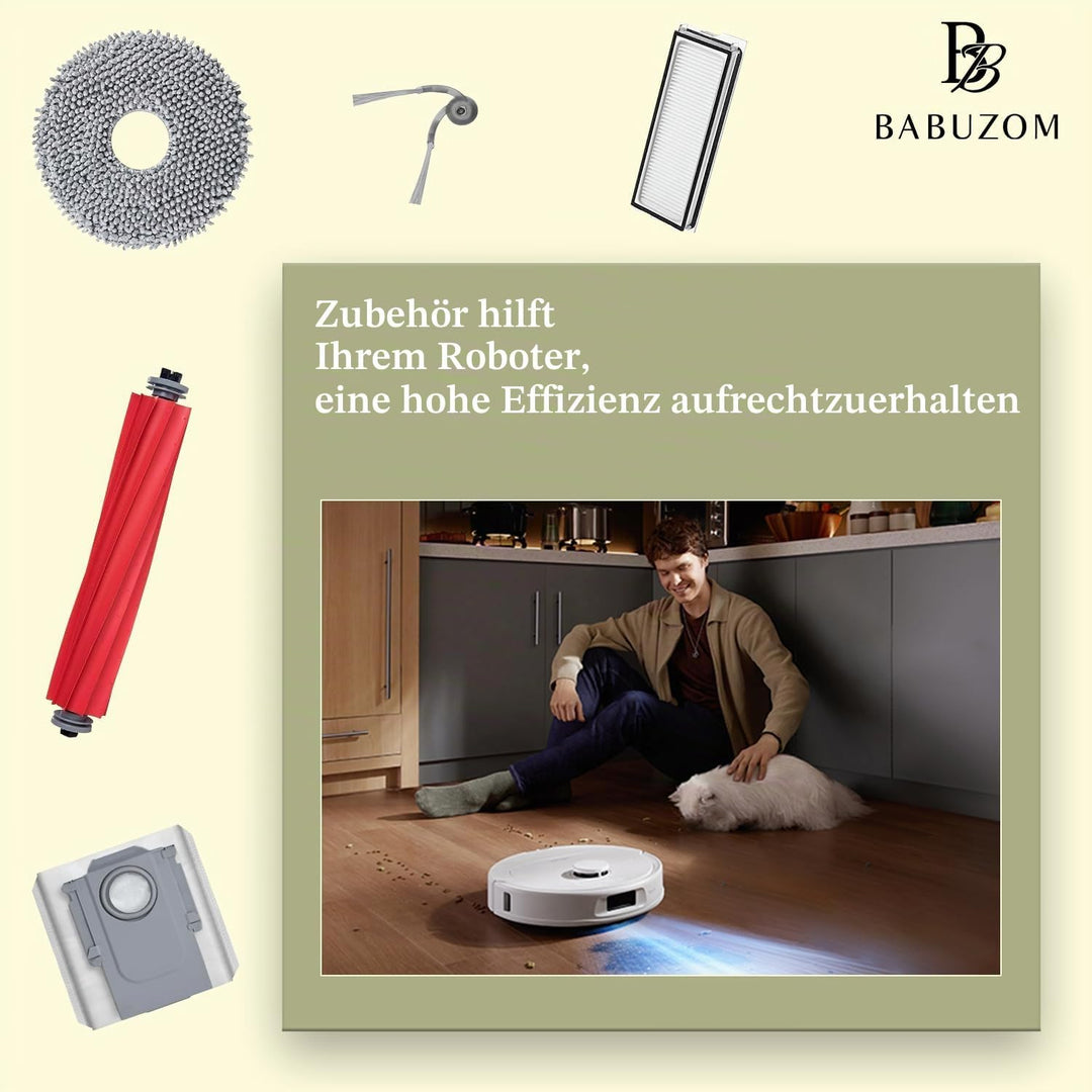 Zubehör für Roborock QV 35A / QV 35S Staubsauger, 2 Hauptbürste, 4 Hepa-Filter, 4 Wischtücher, 6 Sta