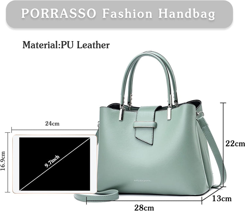 PORRASSO Mode Handtasche Damen Henkeltasche Schultertasche Frauen Umhängetasche PU Leder Beuteltasch