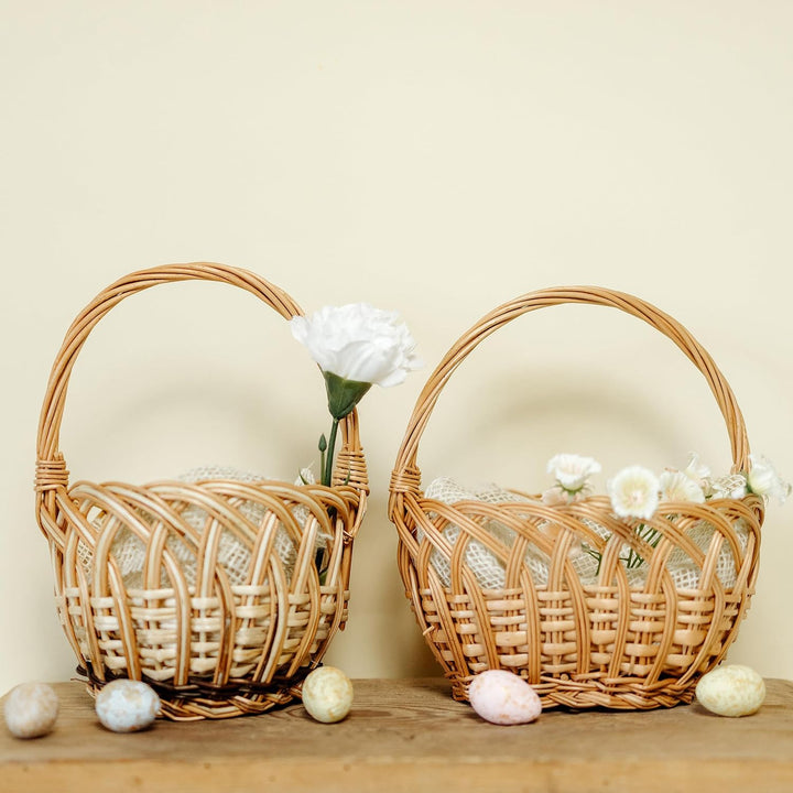 Creative Home Osterkorb Kinder Runder Weidenkorb mit Henkel | Klein 16 x 16 x 23 cm (+/- 1 cm) | Ost