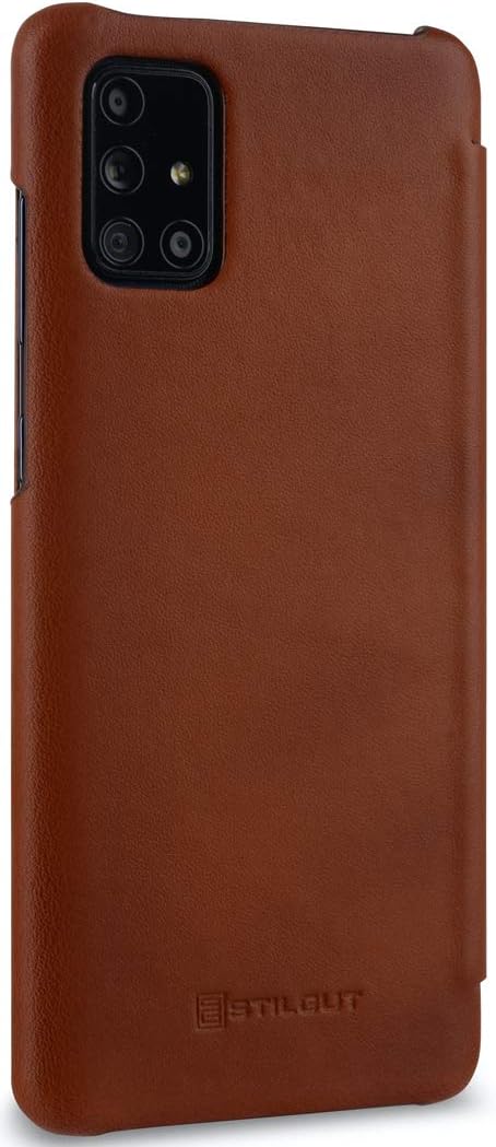 STILGUT Book Case kompatibel mit Samsung Galaxy A71 Hülle aus Leder zum Klappen, Klapphülle, Handyhü