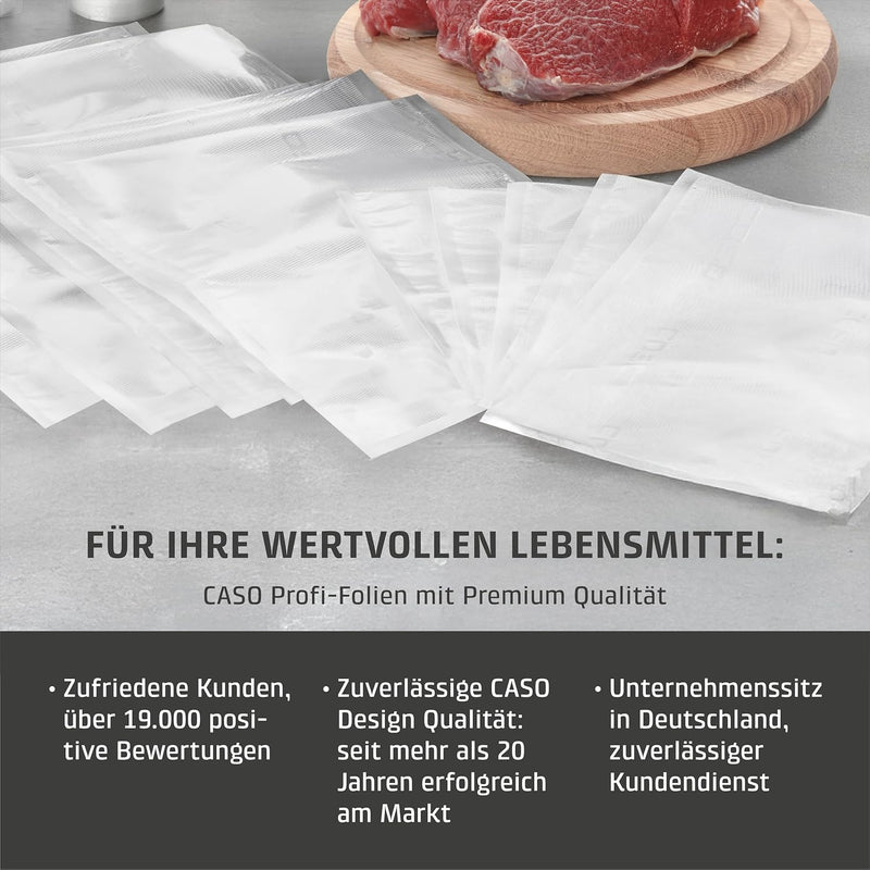 CASO Profi- Folienbeutel Set 5 / 40 St. 16x23 cm, 40 St. 20x30 cm, 20 St. 30x40 cm 150µm, für Vakuum