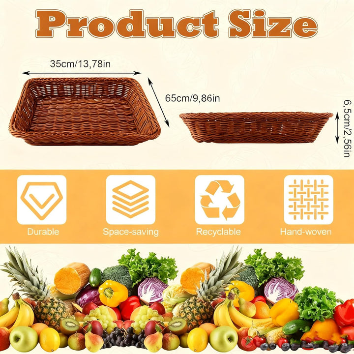 DAJAVE 5er Set Brötchenkorb 35 x 25 x 7 cm Brotkörbchen Brotkorb Geflochten Wicker Basket Rattan Kor