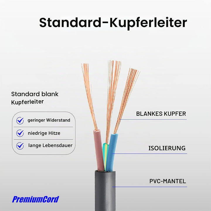 PremiumCord Netzkabel 230V 5m, Stromkabel mit Schutzkontakt gewinkelt auf Kaltgerätebuchse C13 gewin