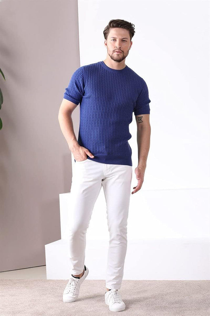 Jack Martin - Strick-T-Shirt mit Webmuster - Herren-Strickhemden S Königsblau, S Königsblau
