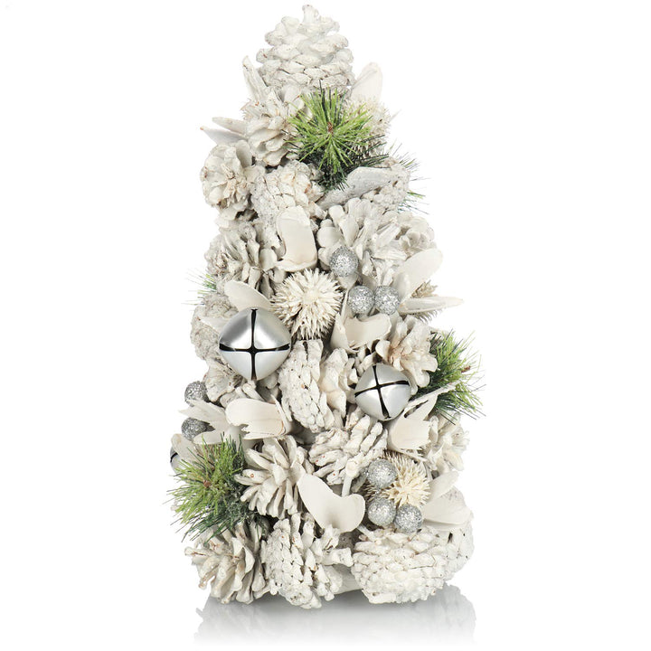 com-four® Deko-Weihnachtsbaum - dekorativer Kleiner Schmuckbaum - tolle Tischdeko in Weiss mit Glitz