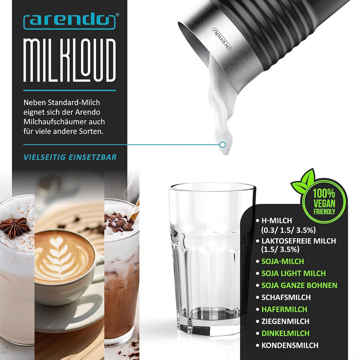 Arendo - Milchaufschäumer elektrisch - automatisch - Milk frother - Neues Modell Strix Controller -