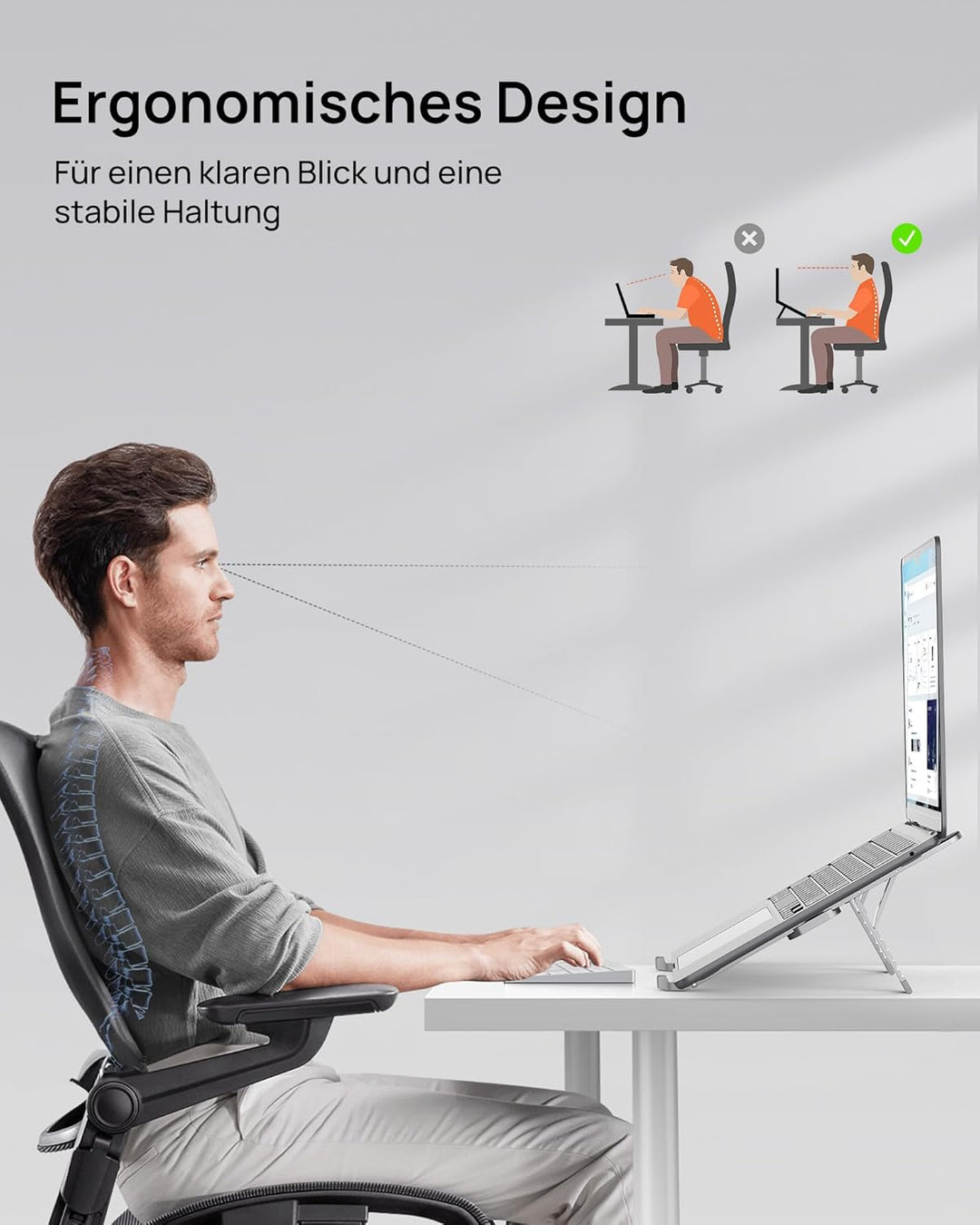 SODI Laptop Ständer, Faltbarer Aluminium Notebook Ständer, Höhenverstellbarer Laptopständer mit Belü