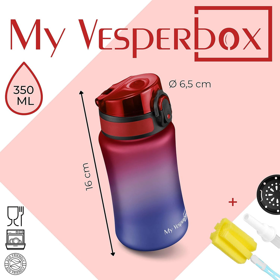 My Vesperbox – Minny - Kinder Trinkflasche auslaufsicher – mit Strohhalm oder Sieb - 350ml, 500ml –