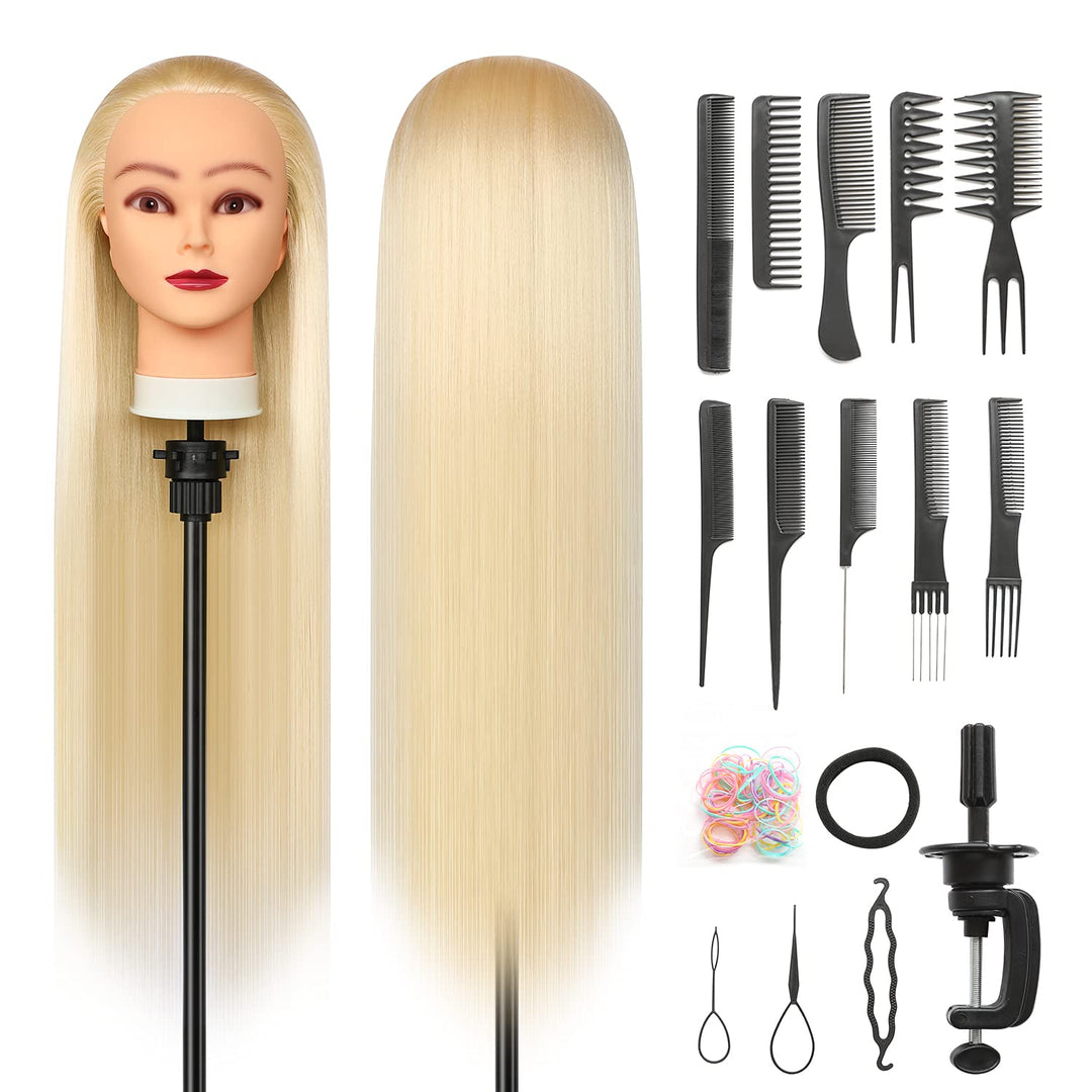 Trainingsköpfe, 28 inch Übungskopf Frisierkopf Friseur 100% Synthetikfaser-Haar Styling Kopf Frisier