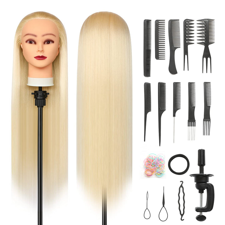 Trainingsköpfe, 28 inch Übungskopf Frisierkopf Friseur 100% Synthetikfaser-Haar Styling Kopf Frisier