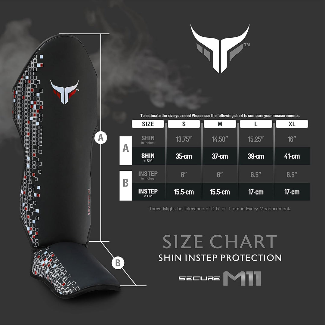 Mytra Fusion M-11 Schienbeinschoner - Premium Schienbein- und Spannschutz für Muay Thai, Kickboxen u