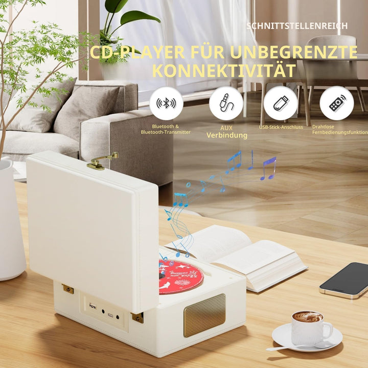Yintiny Wiederaufladbarer CD-Player aus Leder mit Lautsprechern; Bluetooth-Sender; Festival-Geschenk