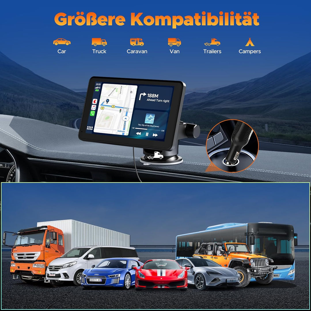 Volam Wireless Carplay Android Auto Display mit 7 Zoll Touchscreen,carplay Display mit Mirror Link,L