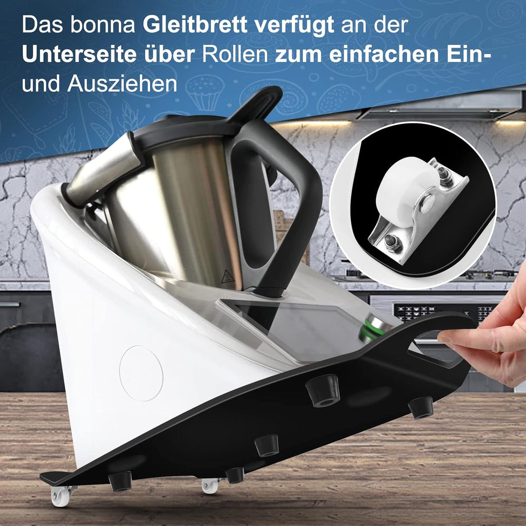 bonna Gleitbrett für Thermomix TM6, TM5, Thermomix Gleitbrett mit Premium-Verbundmetall - (Schwarz),