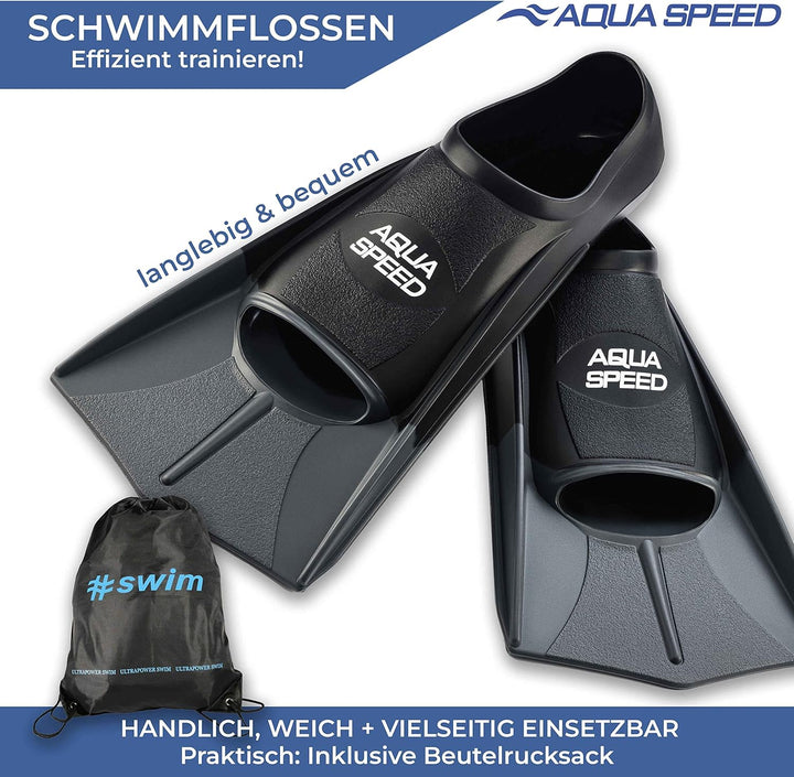 Aqua Speed Kurze Schwimmflossen für Erwachsene und Kinder I HIGH TECH | weiche Trainingsflossen I le