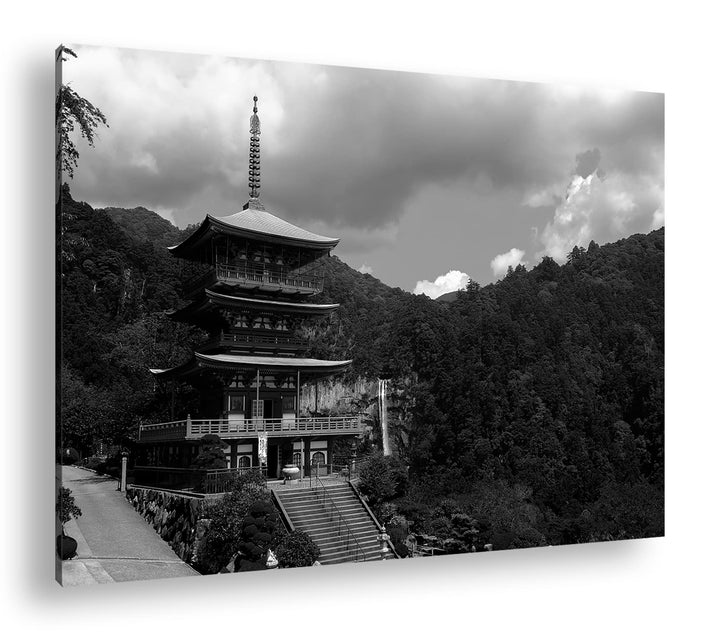 deyoli historische Tempelarchitektur Japans Effekt: Schwarz&amp;Weiss,Format: 80x60 als Leinwandbild, Mo