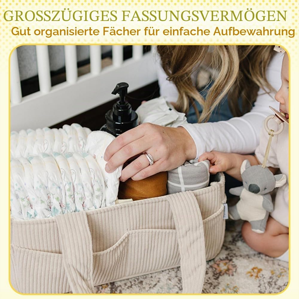 Wickeltasche Organizer, Tragbarer Wickelkorb mit Fächern &amp; Griffen, Large Wickel Organizer, Diaper C