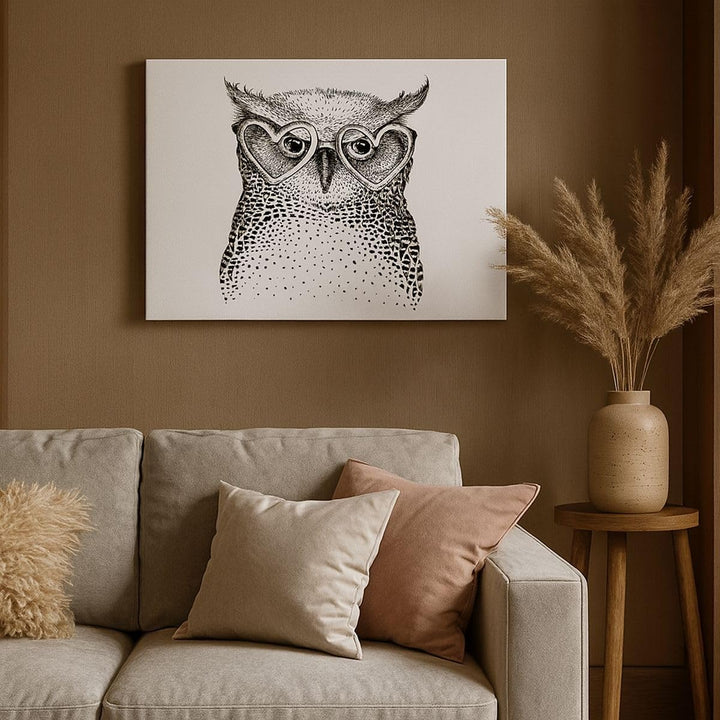 Bilder auf Leinwand 100x70cm Leinwandbild Mode Design Eule Aquarell Gross Wanddeko Bild Schlafzimmer