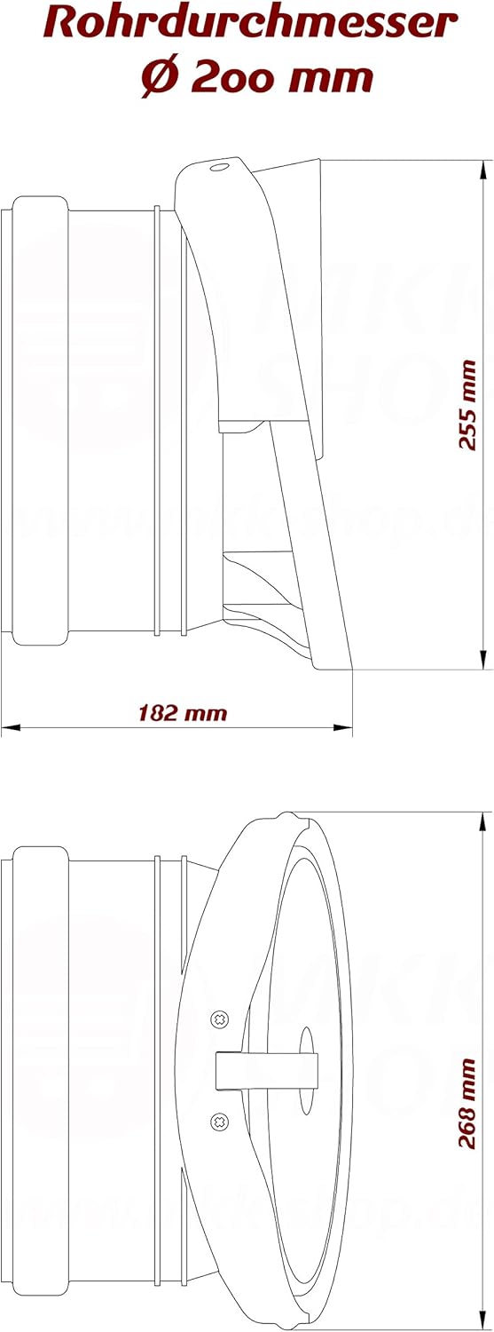 Rückstauklappe Froschklappe Ø 200 mm orange Auslaufstück HT KG Dränage Rohr Kanal Ø 200 Mm (Orange)