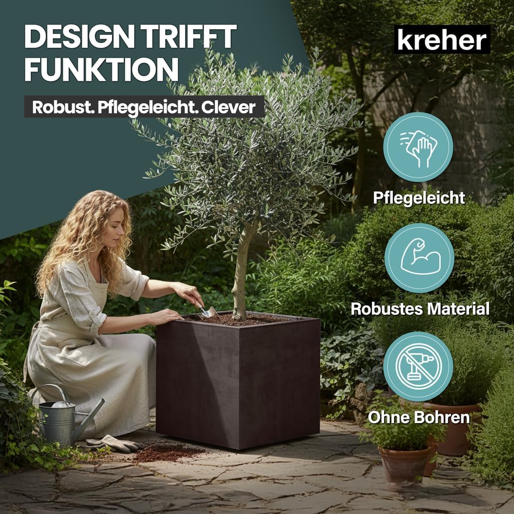 Kreher XL Pflanzkasten Millennium in verschiedenen Formaten und Farben. Tolle Naturstein Optik in Br