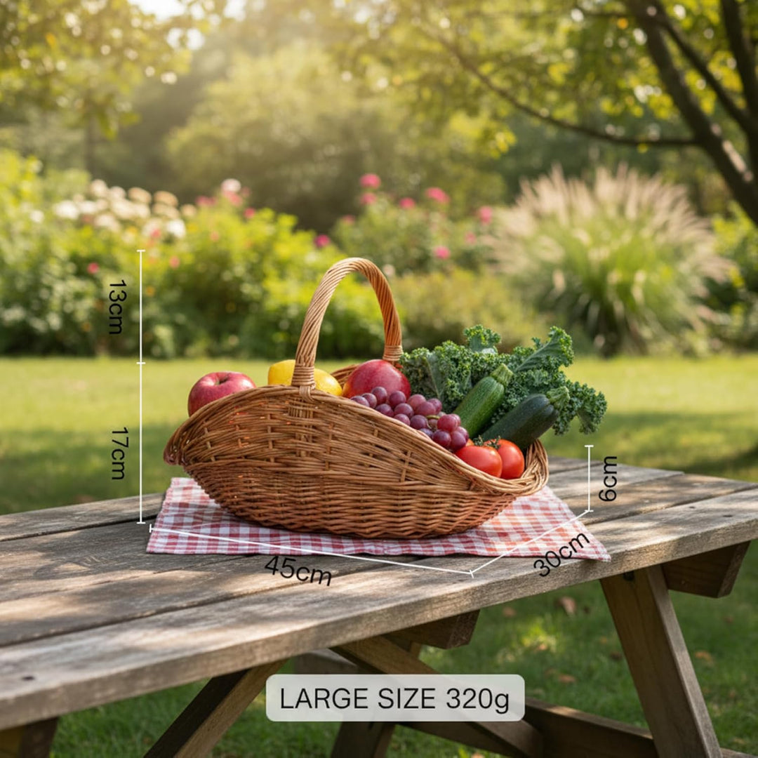 Erntekorb, Gartenkorb zum Sammeln, handgewebter Garten mit Griff, grosse gewebte Picknickkörbe für B
