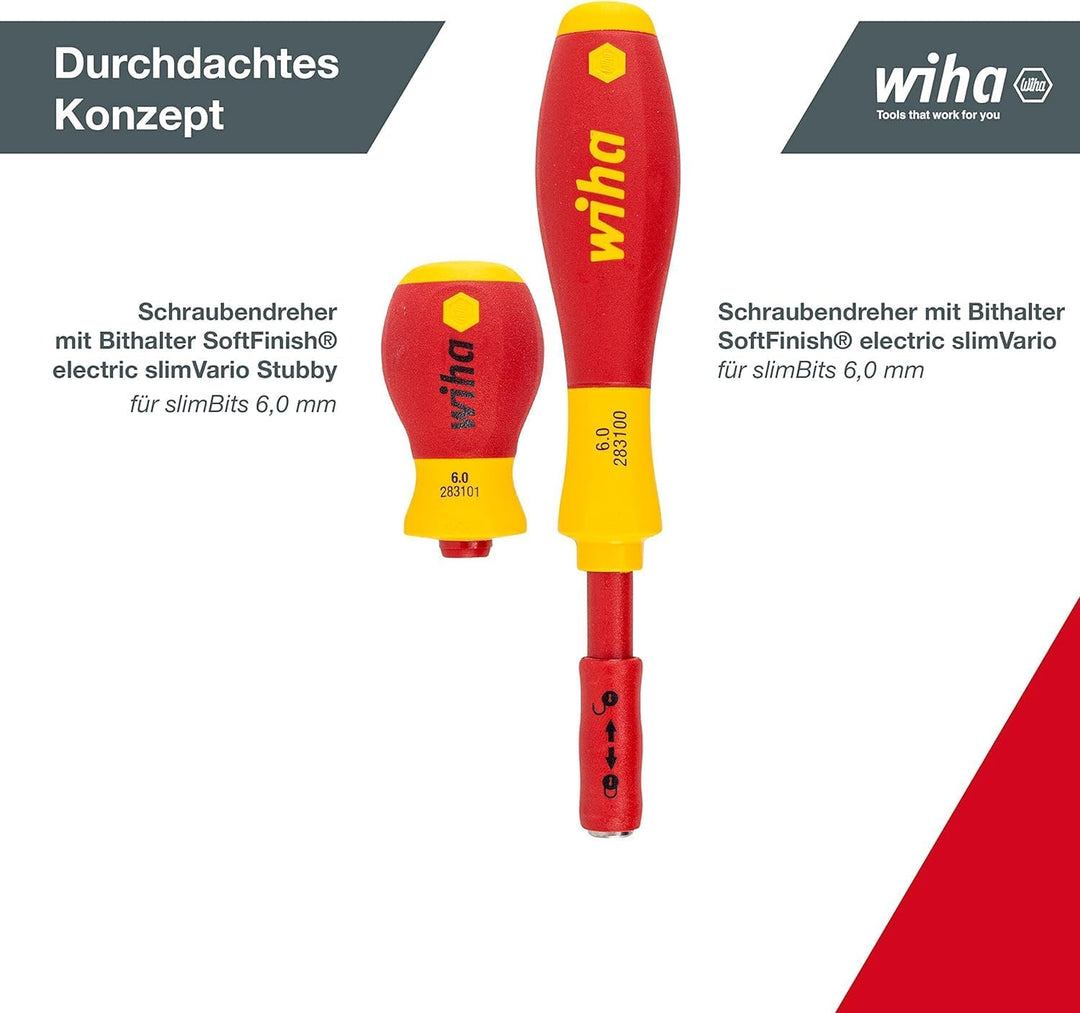 Wiha Schraubendreher und Bit Set slimVario (41233) 10 tlg. in Falttasche | VDE Elektriker mit Griff,