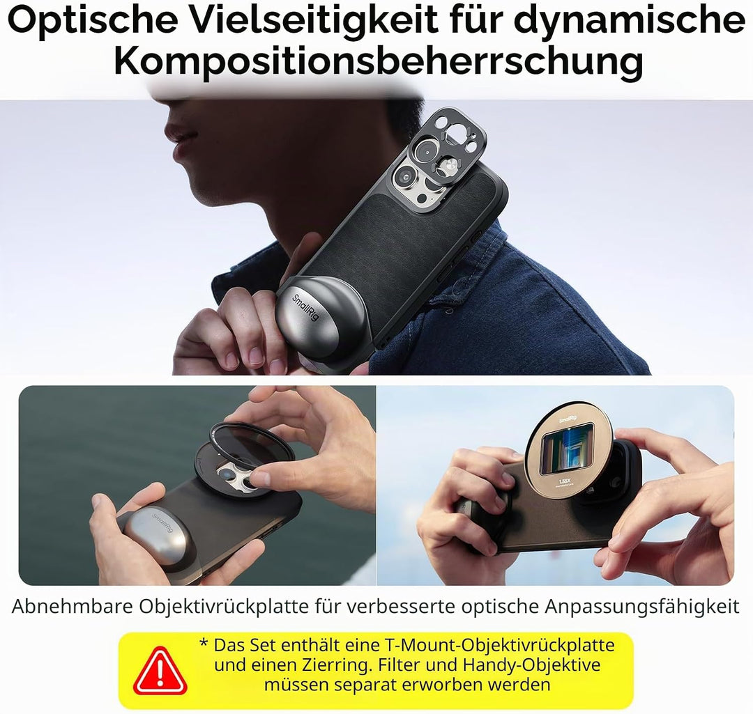 SMALLRIG FilMov Handyhüllen-Set für iPhone 16 Pro, leichte Fotohülle mit T-Mount-Objektivrückplatte/