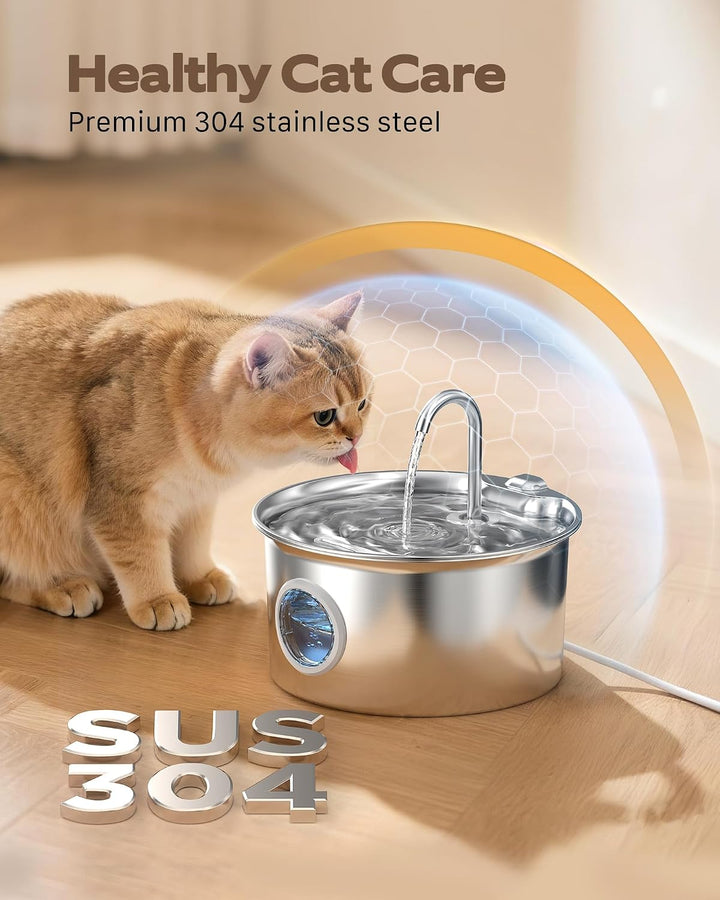 Katzenbrunnen Edelstahl Trinkbrunnen für Katze: Katzen Trinkbrunnen Leise - 2.6L Automatic Katzentri