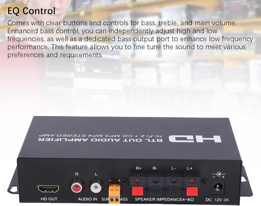 Annadue Stereo-Leistungsverstärker, 2.1-Kanal 240 W Bluetooth 5.0 HiFi-Audio, HDMI-AUX-Eingang, Bass