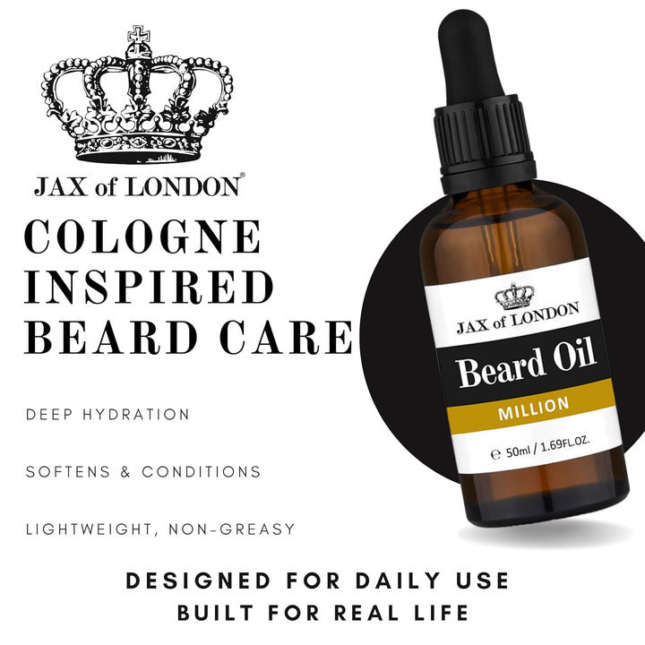 Jax of London Million Bartöl für Männer 50 ml Bartpflegeöl, Bartwachstumsöl für Männer, besteht aus