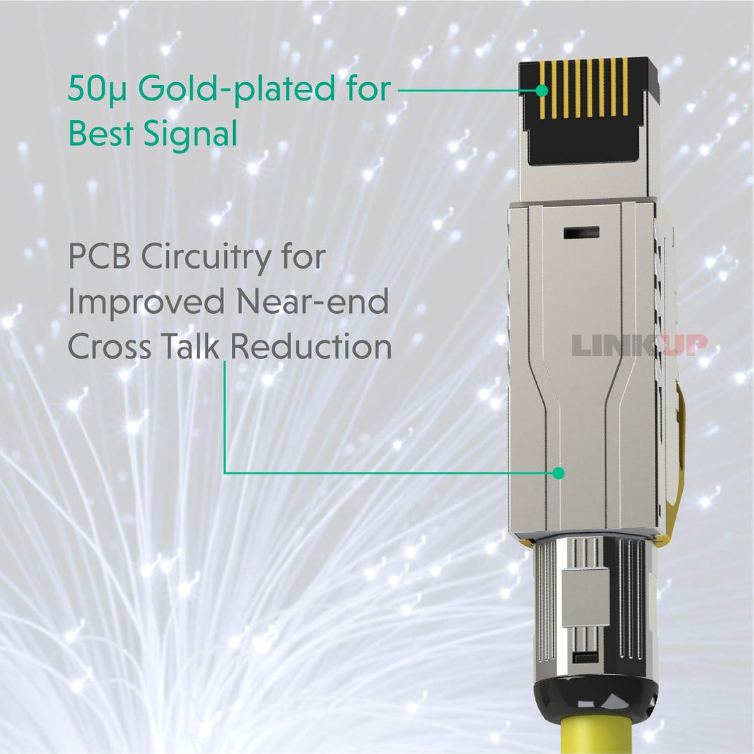 LINKUP - [GHMT & DSX8000 Zertifiziert] Cat8-Ethernet-Patchkabel S/FTP 22AWG Doppelt Geschirmtes Mass