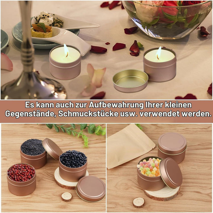 HOCUCHELAND 15 Stück Kerzendosen, 120ml Kerzenbehälter Runde Weissblech Kerzengläser zum Kerzen Gies