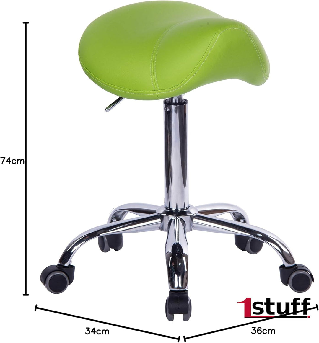 1stuff® Sattelhocker Sattelstuhl MULY - Sitzhöhe bis ca. 74cm - ergonomischer Rollhocker Bürohocker