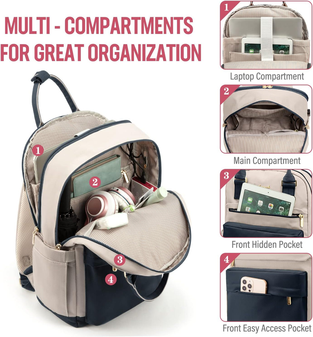 LOVEVOOK Laptop Rucksack Damen, 15,6 Zoll Schulrucksack Mädchen mit Laptopfach, Wasserdichter Schult