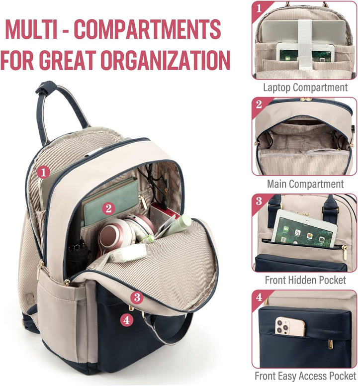 LOVEVOOK Laptop Rucksack Damen, 15,6 Zoll Schulrucksack Mädchen mit Laptopfach, Wasserdichter Schult